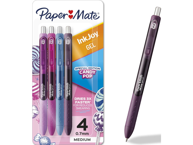 InkJoy Gel Pens, Candy Pop Special Edition, Medium Point (0.7mm), Retractable, Assorted Colors, 4 Count - Fun Office Supplies, Writing, Journaling