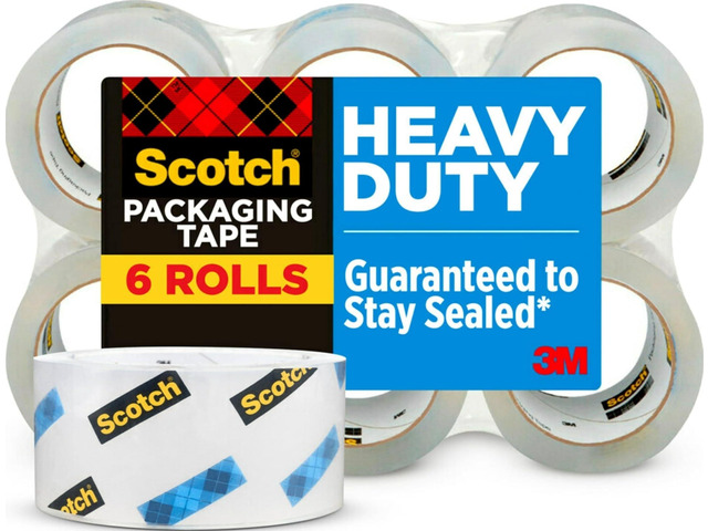 Heavy Duty Shipping Packing Tape, Clear, Shipping and Packaging Supplies, 1.88 in. x 54.6 yd., 6 Tape Rolls