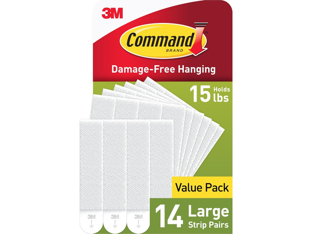 15 lb Large Picture Hanging Strips 14 Pairs (28 Strips), Damage-Free Hanging Picture Hangers, No Tools Wall Hanger for Home Decor, White Adhesive