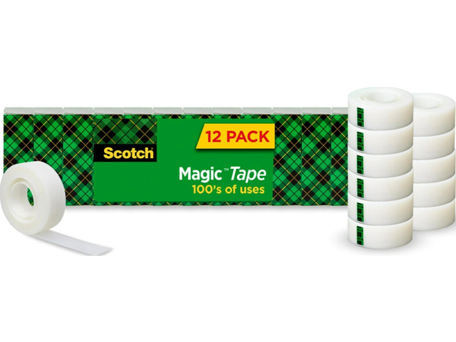 Magic Tape, Invisible, 12 Rolls Home Office Supplies and Back to School Supplies for College and Classrooms