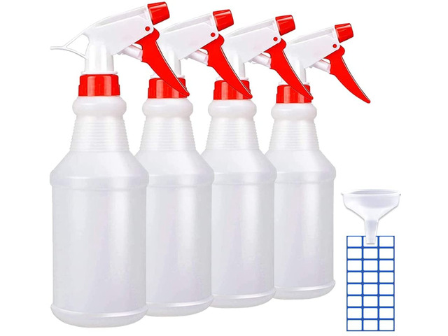 Empty Spray Bottles 16oz/4Pack - Adjustable Spray Bottles for Cleaning No Leak and Clog - HDPE spray bottle For Plants, Pet, Vinegar, BBQ, and...