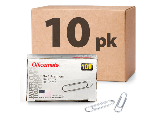Premium #1 Paper Clips, 1,000 Paper Clips (10 Boxes of 100 Each) (99916), Silver
