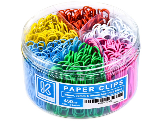 450 Color Paper Clips Assorted Sizes Small, Medium and Large Paper Clips for Paperwork Ideal for Home, School and Office Use (Assorted, Multicolored)