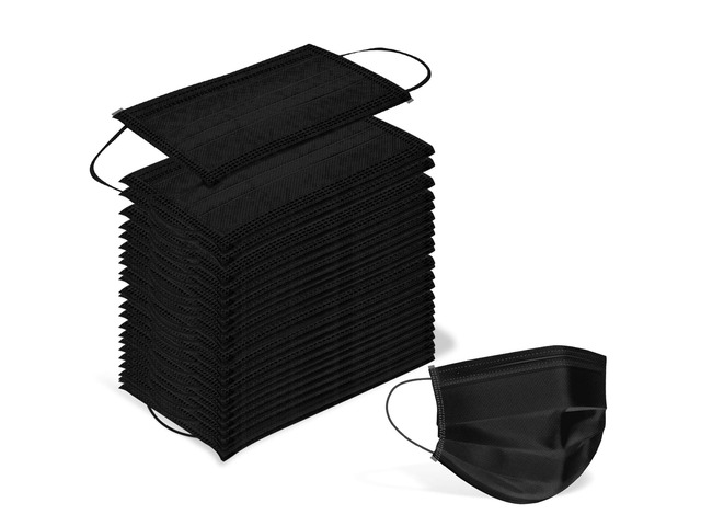 120PCS Black Masks, Disposable Face Mask, 3 Ply Protection Masks Non-Woven Fabric, Nose Clip Elastic Earloop travel and daily use, Breathable Face...