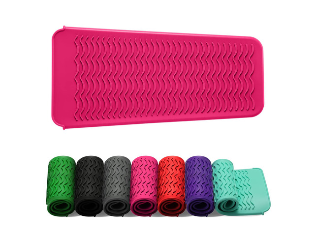 Heat Resistant Silicone Mat Pouch for Curling Irons & Flat Irons, 2-in-1 Travel Case & Cooling Pad for Hot Tools, Anti-Slip Countertop Protector,...
