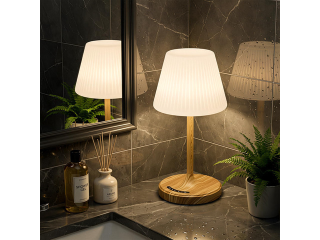 Shower Lamp Waterproof Bathroom Lamp Decor Small Lamp for Kitchen Outdoor 3color modes, touch dimmable, cordless, rechargeable, heavy base, 4000mah...