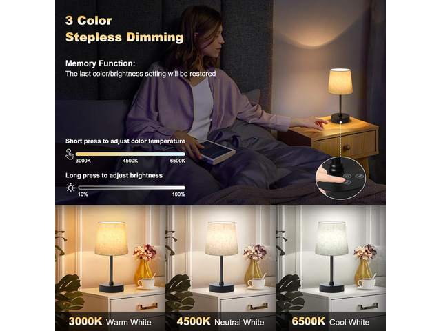 Small Cordless Table Lamp,5000mAh Rechargeable Battery Operated Desk Lamp,3 Colors & 7 RGB Stepless Dimmable, Portable Touch Wireless Lamp for...