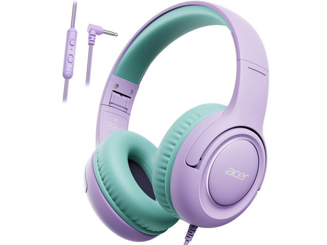 Kids Headphones for School, 85-94dB Limiter, 3.5mm Jack, w/Mic HK03 Foldable Wired Over Ear Headphones, for Toddler School/Tablet/iPad/PC/Travel,...