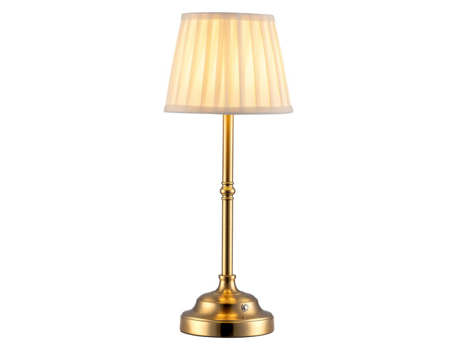 Gold Cordless Portable LED Table Lamp, Beige Fabric Shade Desk Lamp 4000mAh Rechargeable Battery Powered Lighting, Dimmable Light for Dining...
