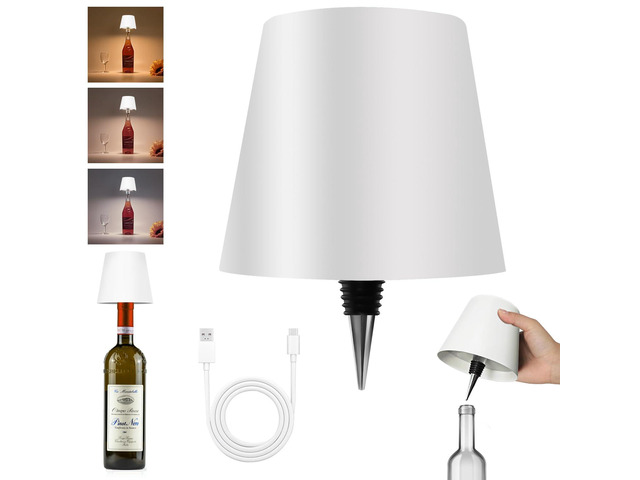 2025 New Wireless Bottle Lamp - LED Bottle Lights for Liquor & Wine Bottles, Cordless Lampshade, Whiskey Bottle Top Light, Bottle Stopper Night...
