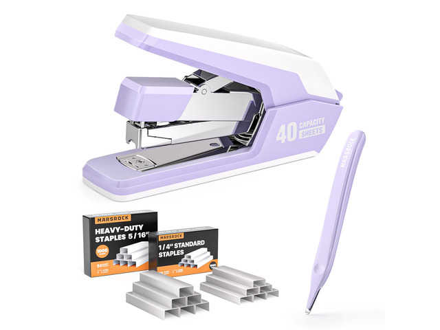 Heavy Duty Stapler for Desk with 40-50 Sheet, 2000 Staples, Purple Classroom Stapler, Teacher Stapler, Office Stapler, Ergonomic & Easy to Load...