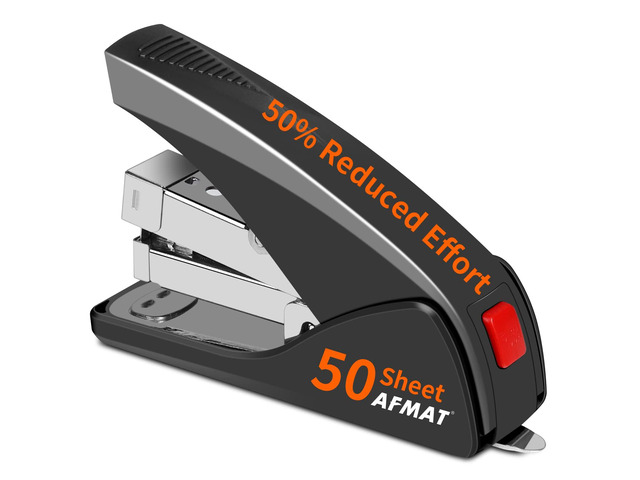 Stapler for Desk, 50 Sheet Effortless Desktop Stapler Staple with One Finger, Portable Ergonomic Handheld Staplers Heavy Duty, Built-in Remover,...