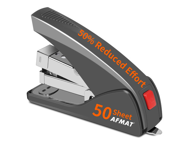 Effortless Stapler for Desk, 50 Sheet Desktop Stapler, Ergonomic Office Staplers, One Finger Touch Stapling, Built-in Remover, Portable & Space...