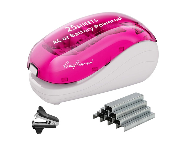 Electric Stapler,Including 2000 Staples and 1 Staple Remover, Suitable for Palm Size and high Comfort25 Sheet Capacity, AC Adapter or Battery...