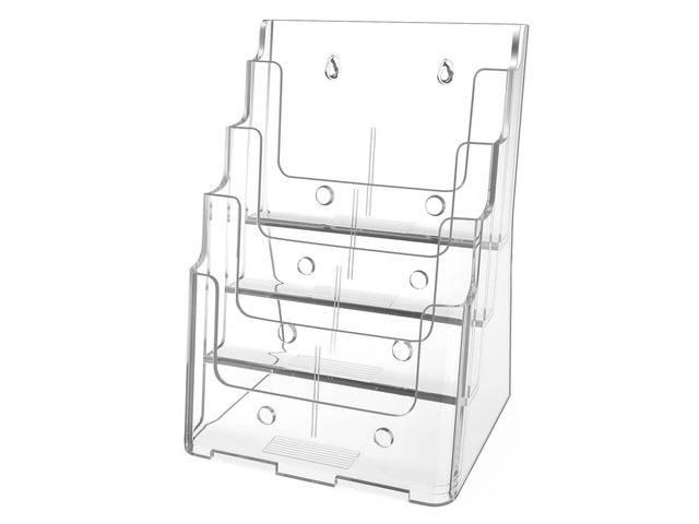 4 Tier Brochure Holder, 8.5 x 11, Removable Divider, 1 Pack Clear Acrylic Material, Fits 8.5 x 11 Literature or 4 x 9 Brochures, Wall Mount or...
