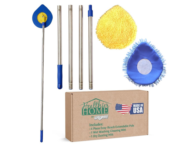 CHOMP Long Handle Wall Cleaner, 5 Minute CleanWalls Extendable Wall Washer, Ceiling Cleaner, Baseboard Duster, Telescoping Dry Dust and Wet Wash...
