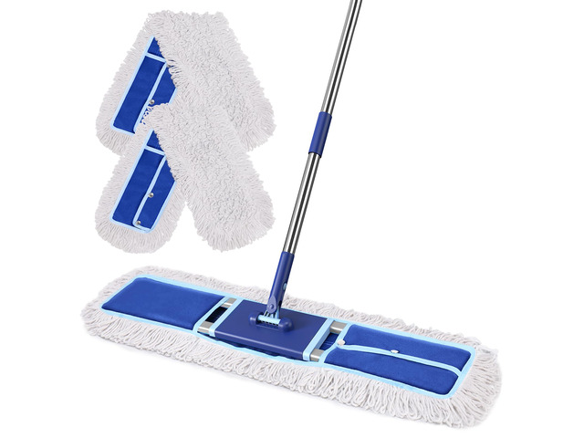 36' Commercial Dust Mop: Dust Broom for Hardwood Floors Cleaning 2 Pcs Cotton Mop Pads, 59' Long Handle, Heavy Duty Frame, Industrial Professional...
