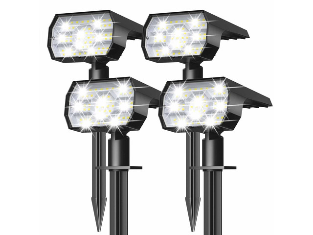 Solar Lights Outdoor Waterproof - 4 Pack (Cool White) 56 LED 3 Lighting Modes IP68 Waterproof Solar Powered Garden Yard Spot Solar Lights for...