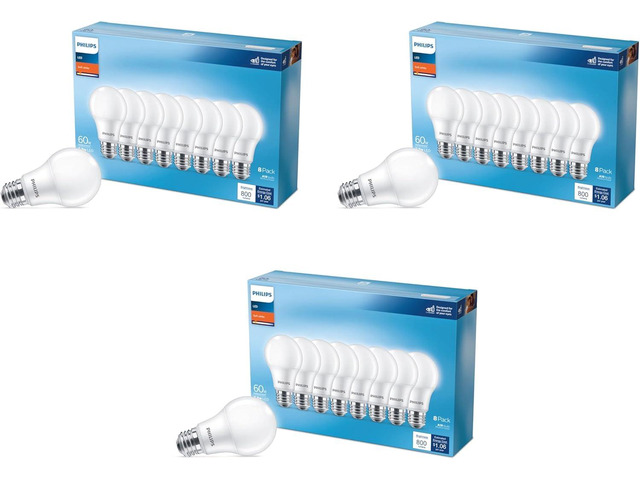 LED 60W A19 24-Pack Basic Soft White Light Bulbs (2700K) 800 Lumen (8.8W = 60W) Frosted Flicker-Free Light Bulbs (E26 Base)