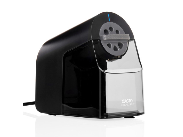 Pencil Sharpener, School Pro Electric Sharpener, Black, With Six Size Dial, XL Shavings Bin - Heavy Duty, Classroom Supplies