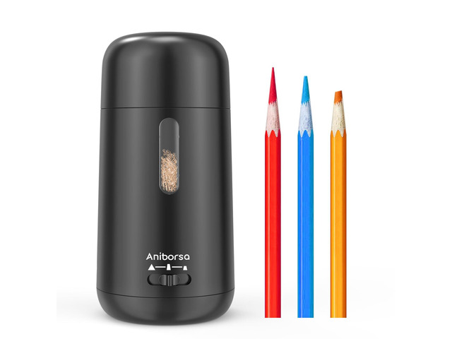 Rechargeable Electric Pencil Sharpener, Auto in & Out, Black Adjustable Sharpness, Easy to Clean, Fast Sharpening, for 6-8mm Pencils Students,...