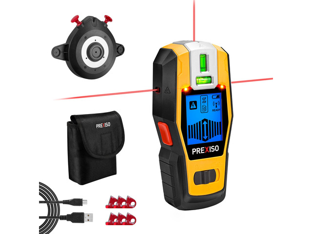 2-in-1 Stud Finder with Laser Level, Rechargeable Cross Line Laser Multi Surface Lazer Leveler Wall Stud Scanners Tool for Hanging Frame & Picture,...