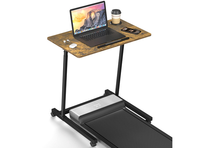 Treadmill Desk, Mobile Small Standing Desk with Wheels for Walking Pad, Portable Table for Laptop, Rolling Table Adjustable Height, Bedside TableBrown