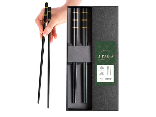 Glass Fiber Chopsticks-Reusable Japanese-style, Chinese-style and Korean-style Chopsticks, Dishwasher-safe, Ã¯Â¼2 Pairs Gift SetÃ¯Â¼