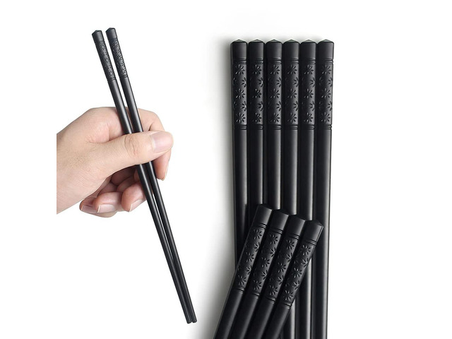 5 Pairs Chopsticks, Non-Slip Reusable Chop sticks Fiberglass Japanese Chinese Chop Sticks Dishwasher Safe, Non-Slip