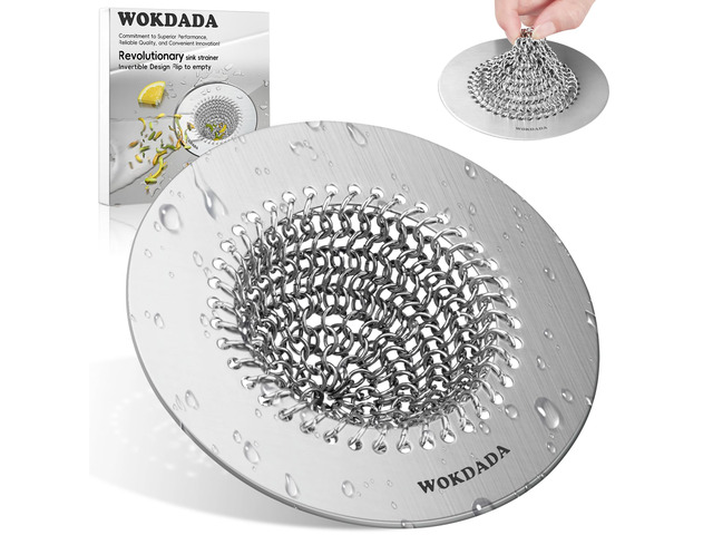 Reversible Kitchen Sink Drain Strainer, Anti-Clog Flat Edge Design Anti-Slip Fit, Fast Drainage, Easy Flip Cleaning, Standard Sink Fit, Large...
