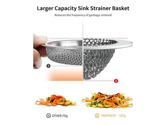 2 Pcs Kitchen Sink Drain Strainer, Stainless Steel Sink Strainer Basket with Easy Clean & Anti-Clog, Fits Garbage Disposal, Dishwasher Safe, Single...