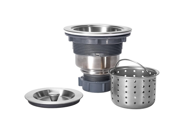 3-1/2 Inch Sink Drain Assembly Kit, Removable Deep Sink Strainer Basket with Sink Stopper/Sealing Lid for Home, Kitchen, Stainless Steel