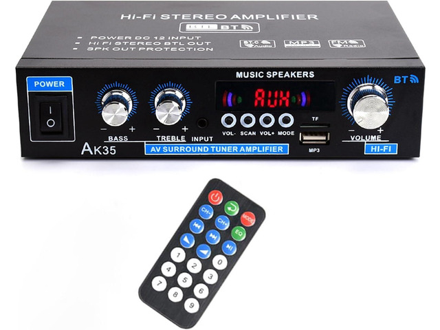 AK35 Stereo Amplifier Home Audio Bluetooth 5.0 Max 200W 2.0 Channel Mini Amplifier Stereo Receivers for Car, Home Party, Audio Amplifier AMP...