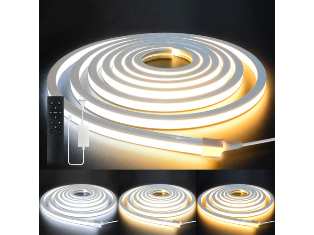 LED Strip Lights 49.2ft 110-120V,Dimmable Silicone Neon Rope Lights,Flexible Outdoor Waterproof Neon Strip Lights for Mirror,Kitchen,Cabinet,DIY...