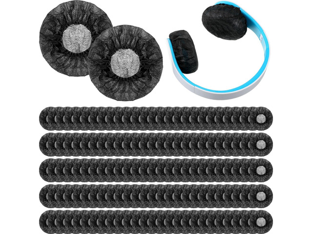 500 Pieces Disposable Black Non-Woven Earphone Covers, 8-11 cm Earpads, Suitable for Most On-Ear Headphones