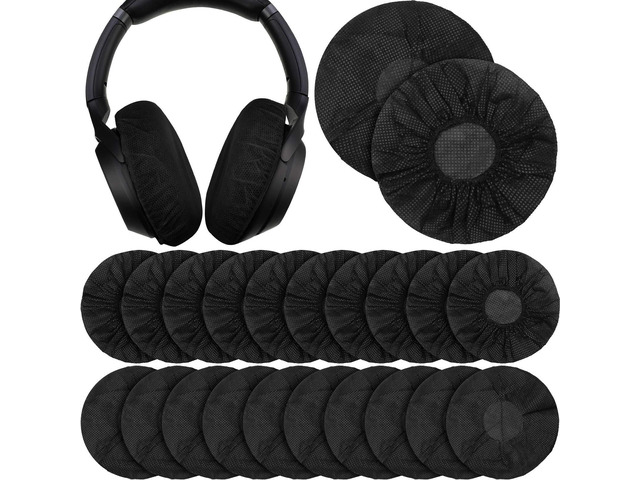 300 Pieces Disposable Headphone Covers Non Woven Sanitary Fabric Headset Earphone Covers for Ear Pad Headphones(L-11 cm,Black)