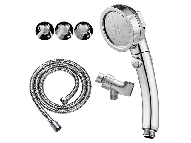 High Pressure Handheld Shower Head with ON/OFF Pause Switch 3 Spray Modes Shower Wand with Shut Off Button, Camper & RV Showerhead with Hose &...