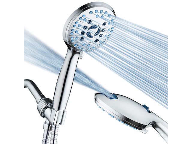 AquaCare 8-mode High Pressure Handheld Shower Head with 2-mode Power Wash Stay Clean Nozzles, Dual Power Wash for Tub, Tile & Pets, Long 6 ft....