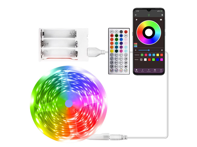Battery Powered LED Strip Lights 25ft, Battery Operated LED Light Strip Color Changing Music Sync App Remote Control RGB USB Led Lights for TV,...