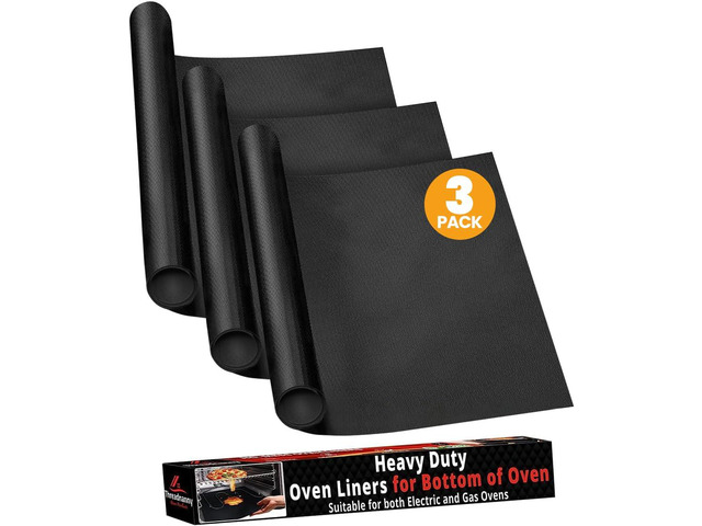 Oven Liners for Bottom of Oven -17'x 25' Large Heavy Duty Non-Stick 3 Pack Resistant to 500°F, BPA & PFOA Free, Reusable, Fits Electric, Gas,...