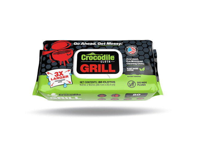 Grill Plant-Based Food Safe Cleaning Wipes, 80 Count Safe on Skin & Multiple Surfaces, Infused with Aloe & Vitamin E, Large, Pre-Moistened & Absorbent