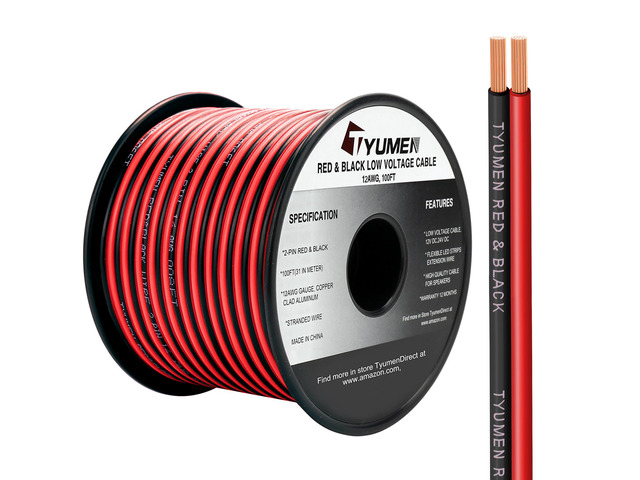 100FT 12/2 Gauge 2pin 2 Color Red Black Cable Hookup Electrical Wire LED Strips Extension Wire 12V/24V DC Cable, 12AWG Flexible Wire Extension Cord...