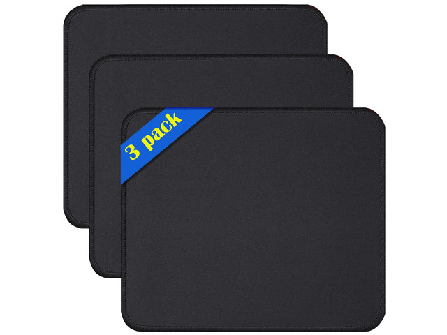 VOSZT Mouse Pads, 3 PCS, Black Standard Mouse Pads, Office and Gaming,Stitched Edges, Rubber Anti Slip Base Mouse pad, Dirt Resistant, Durable,...