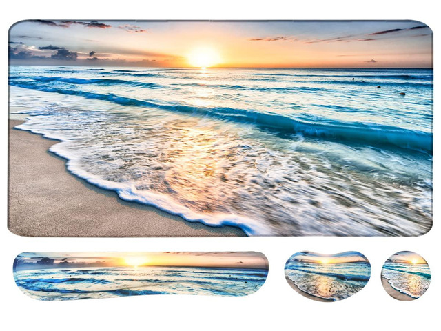4-in-1 Large Gaming Mouse Pad, Keyboard Wrist Rest Pad & Wrist Support Mousepad Set, Extended Desk Pad Waterproof Desk Mat for Home Office Study...