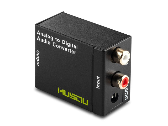 RCA Analog to Digital Optical Toslink Coaxial Audio Converter Adapter with Optical Cable