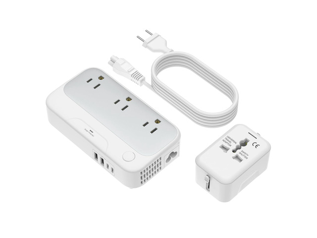 Universal Voltage Converter us to Europe, 220v to 110v Power Travel Converter Combo, 250W Step Down European Adapter 220 to 110 for UK Italy,...