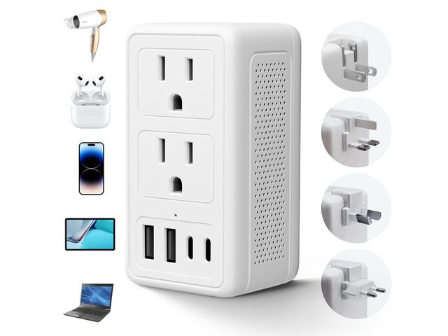 2000W 220V to 110V Voltage Converter US to Europe for Hair Dryers(White) International Universal Travel Adapter with Type C A G I, Converter for...