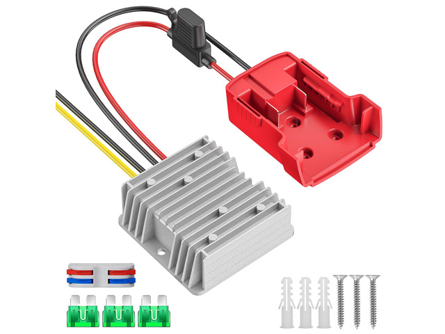 18V to 12V Step Down Converter Compatible with Milwaukee 18V Battery Power Wheel Battery Adapter DC 12V 20A 240W Buck Converter Regulator with...