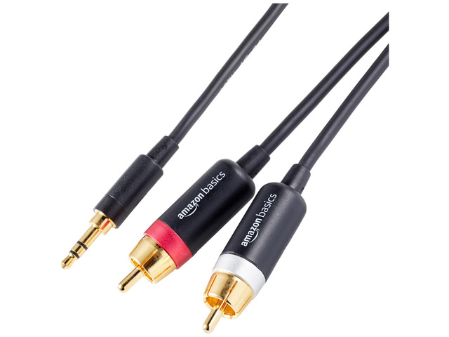 Amazon Basics 3.5mm Stereo Aux to 2 RCA Audio Cable Adapter for Sound, Connecting Amplifiers, Speakers, Smartphone, Tablet with Gold-Plated Plugs,...
