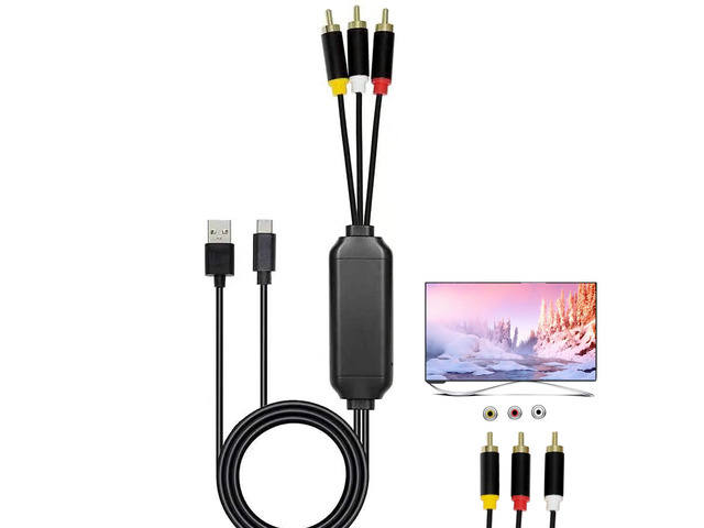 USB-C to RCA Cable Adapter, 6FT Wired Screen Mirroring for Phone to TV Compatible with USB-C devices that support DisplayPort Alt Mode